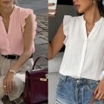 Zenlonr Womens Short Ruffle Sleeve Shirt
