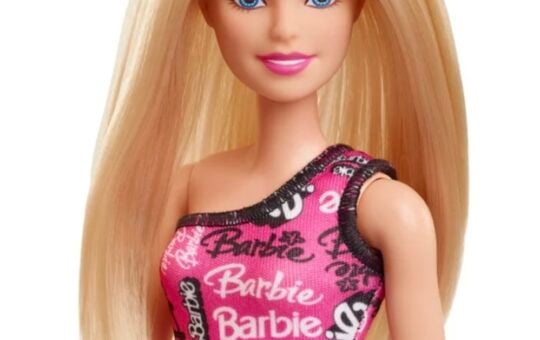 barbie doll fashion blonde hair pink dress