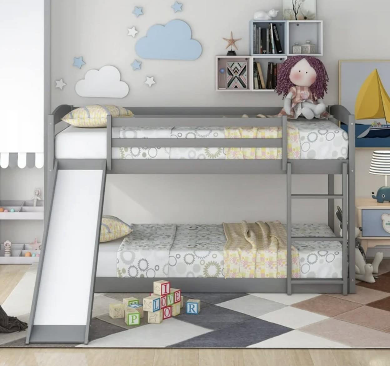 bunk bed with slide euroco gray