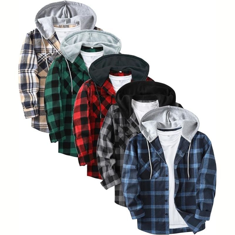 mens plaid flannel hoodies