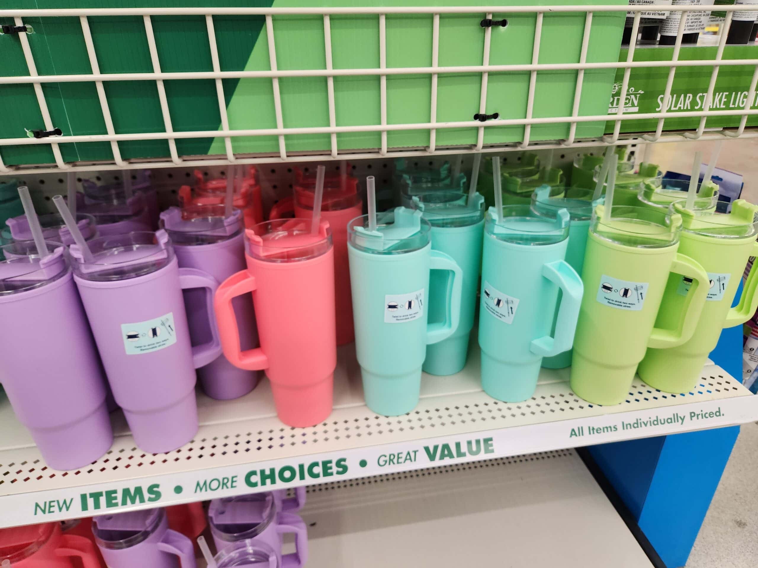 spring colored tumblers at dollar tree 
