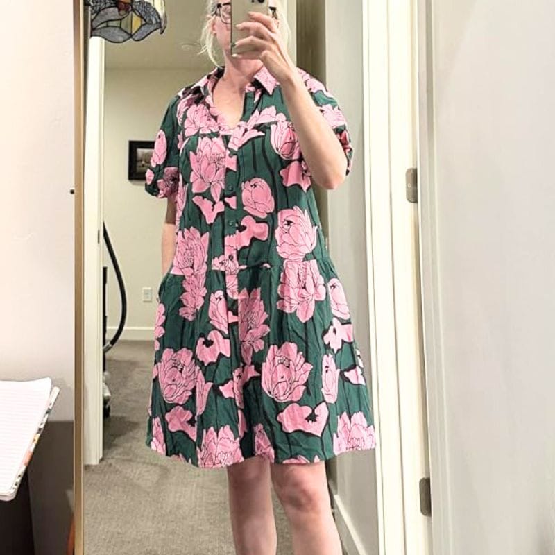woman wearing floral dress