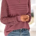 BTFBM Women's Long Sleeve Shirts Dressy Lace Fall Top