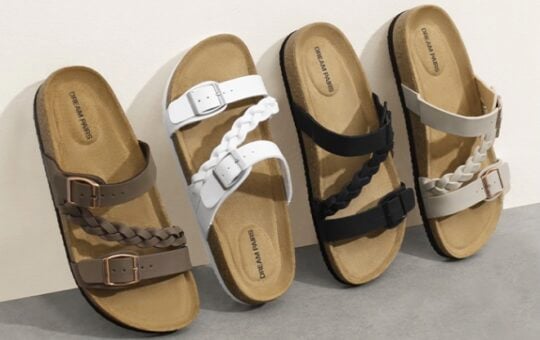 DREAM PAIRS Women's Slides Soft Cork Footbed Sandals