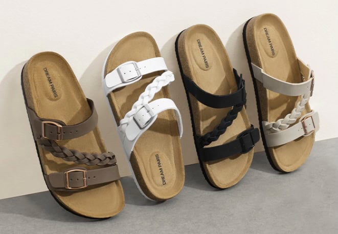 DREAM PAIRS Women's Slides Soft Cork Footbed Sandals DREAM PAIRS Women's Slides Soft Cork Footbed Sandals
