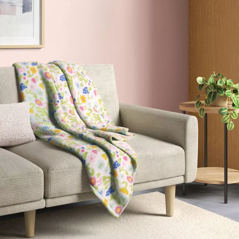 Easter throw blanket thrown on couch