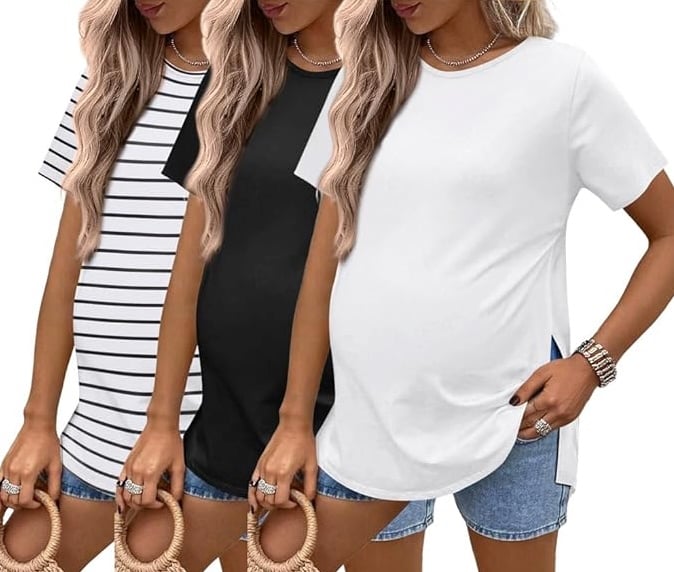 Ekouaer 3 Pack Maternity Shirts Ekouaer 3 Pack Maternity Shirts