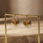 FAMARINE Gold and Silver Heart Hoop Earrings