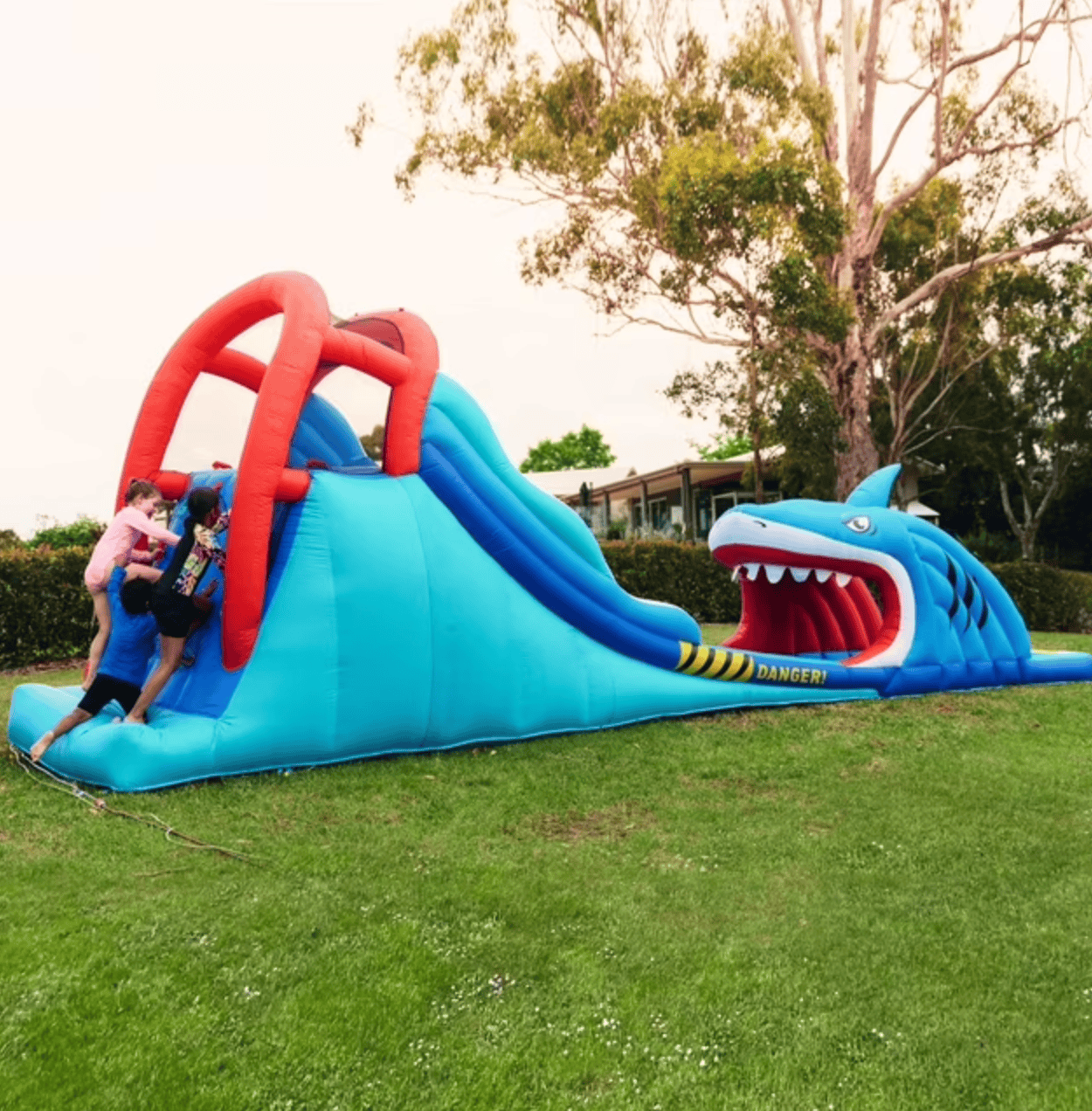 Happy Hop Shark Attack Double Slide Inflatable Water Slide Happy Hop Shark Attack Double Slide Inflatable Water Slide