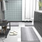 OLANLY Bathroom Rugs 30x20, Extra Soft Absorbent Chenille Striped Bath Rugs
