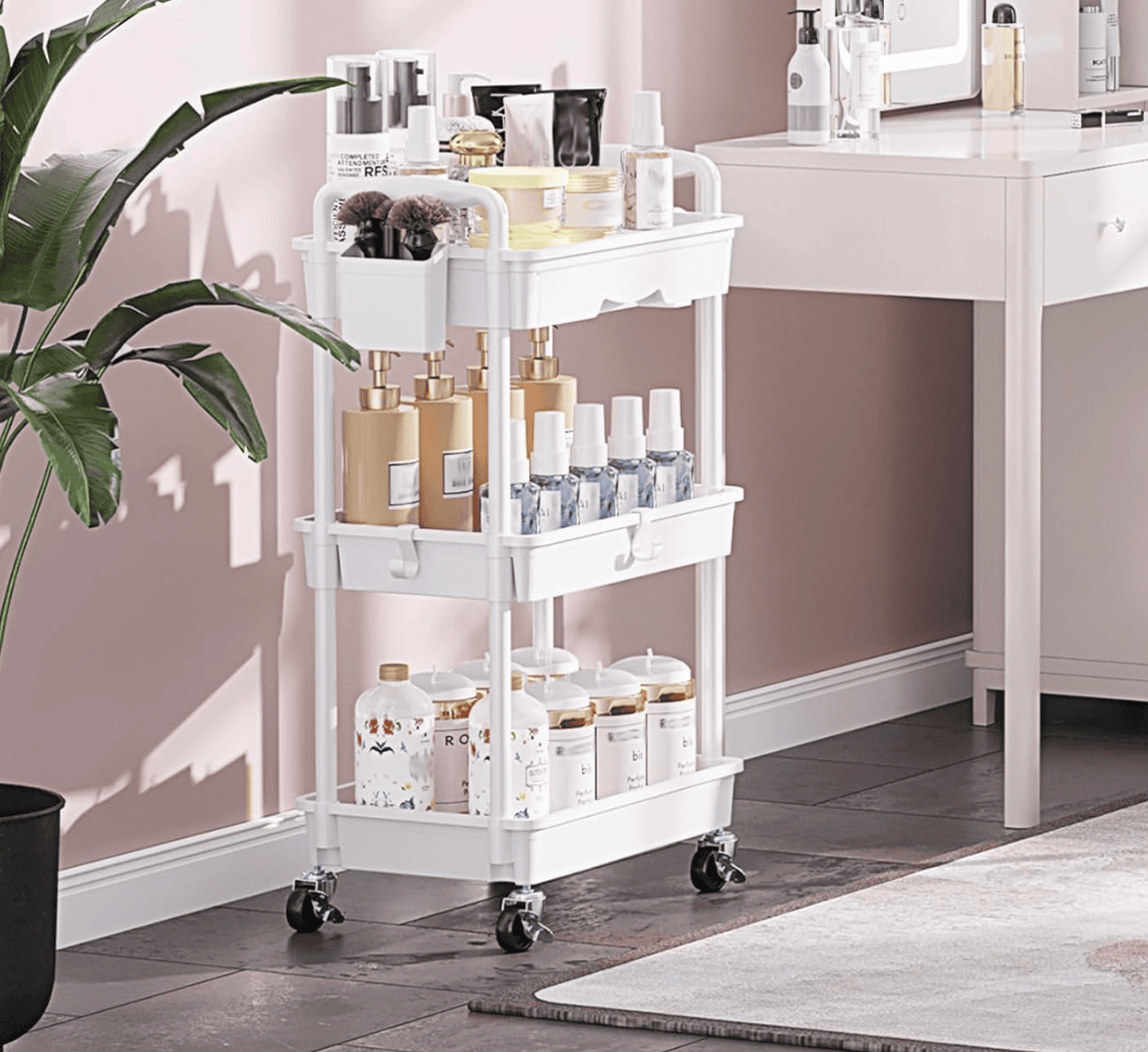 SUNALLY 3 Tier Rolling Cart with Drawer