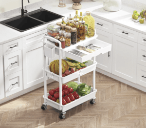 SUNALLY 3 Tier Rolling Cart with Drawer