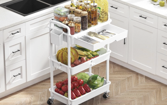 SUNALLY 3 Tier Rolling Cart with Drawer