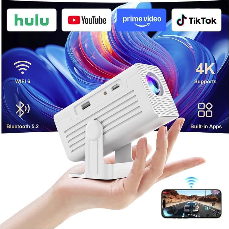 XENPONAD 4K Supported Mini Projector with Wifi and Bluetooth