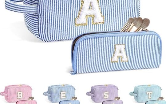 YOOLIFE Personalized Initial Makeup Bag