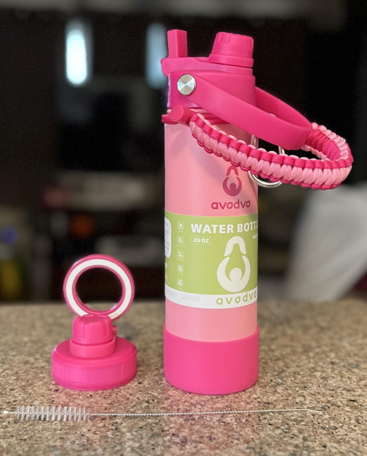 avodvo Insulated Water Bottle with 2 Lids