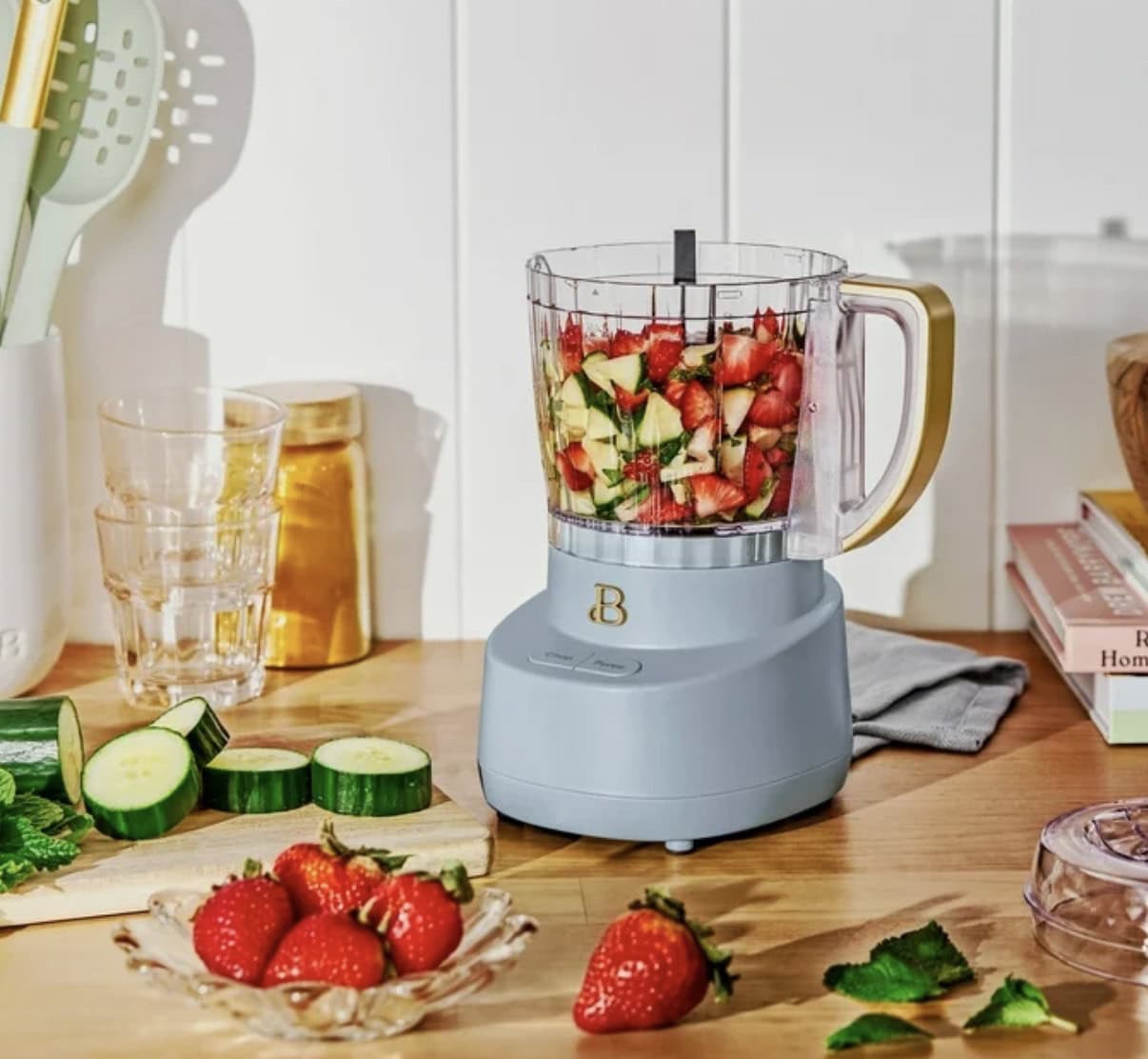 beautiful brand food chopper 3 cup cornflower blue