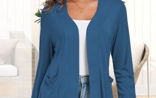 blue cardigan