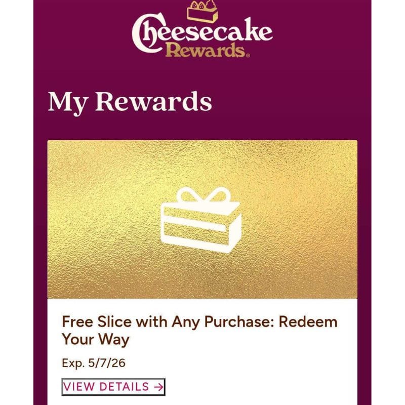 cheesecake rewards