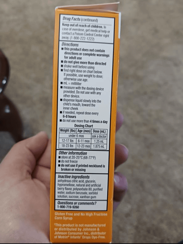 childrens ibuprofen box