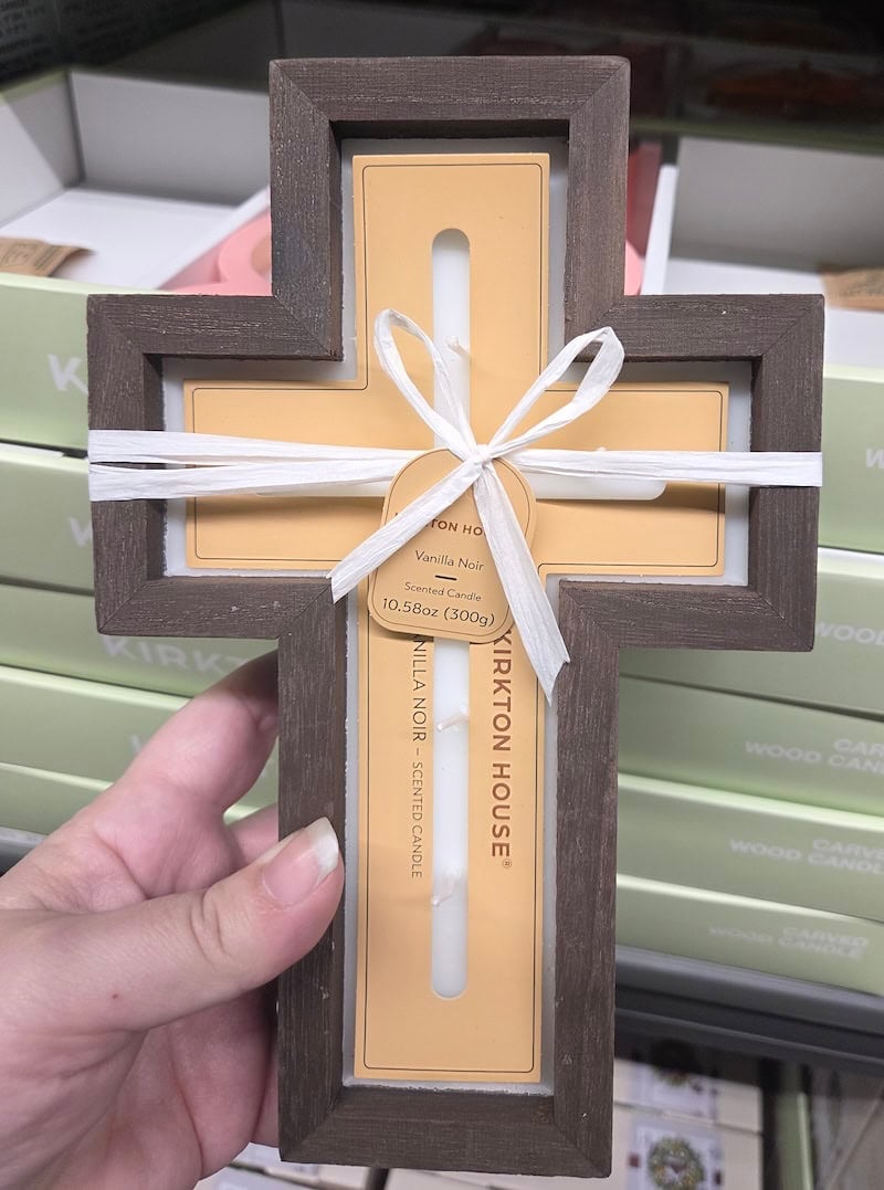 cross candle easter carved candle from aldi
