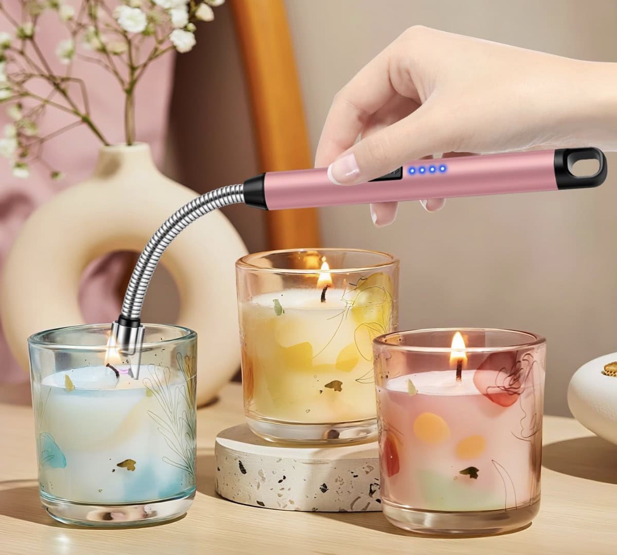 electric candle lighter lcrun pink with candles