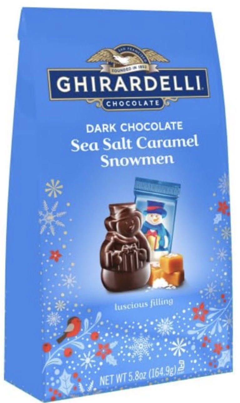 ghirardelli dark chocolate sea salt caramel snowmen 5.8 oz bag