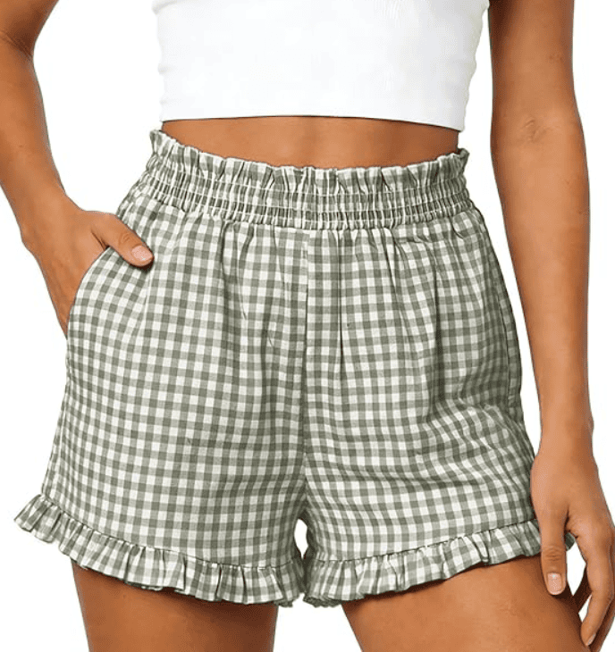 gingham green shorts