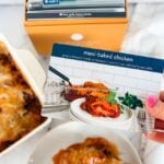 mexi baked chicken on plate with recipe card and box in background