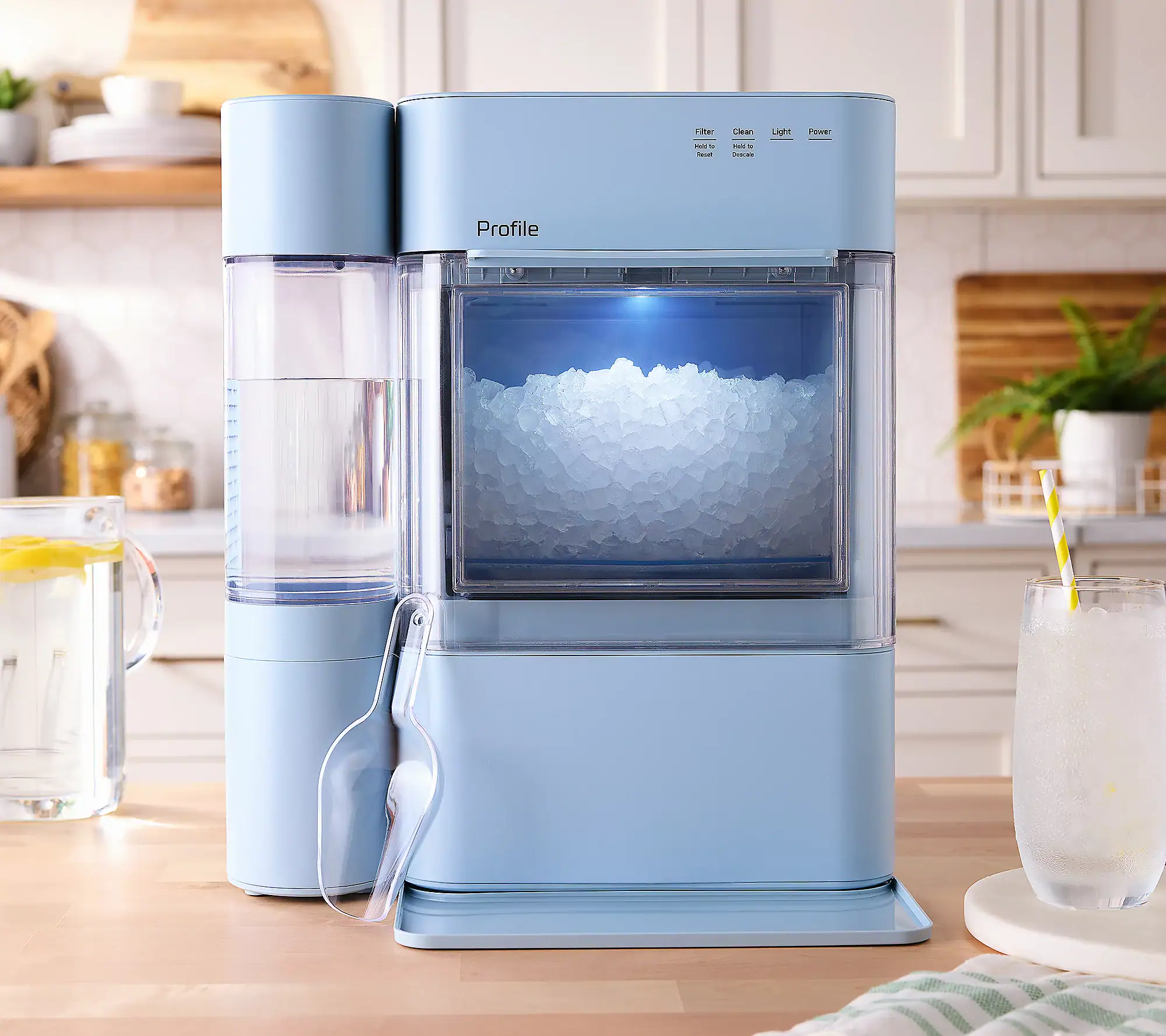 moonstone blue GE Profile Opal 2.0 Nugget Ice Maker w XL Side Tank & Filter