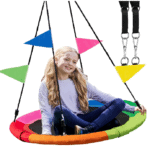 saucer swing rainbow flags