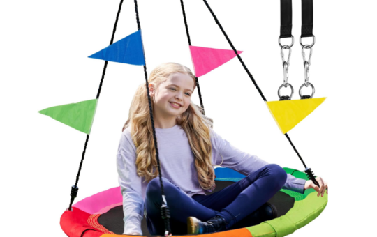 saucer swing rainbow flags