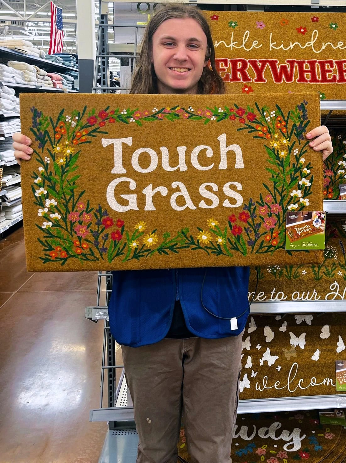 touch grass doormat