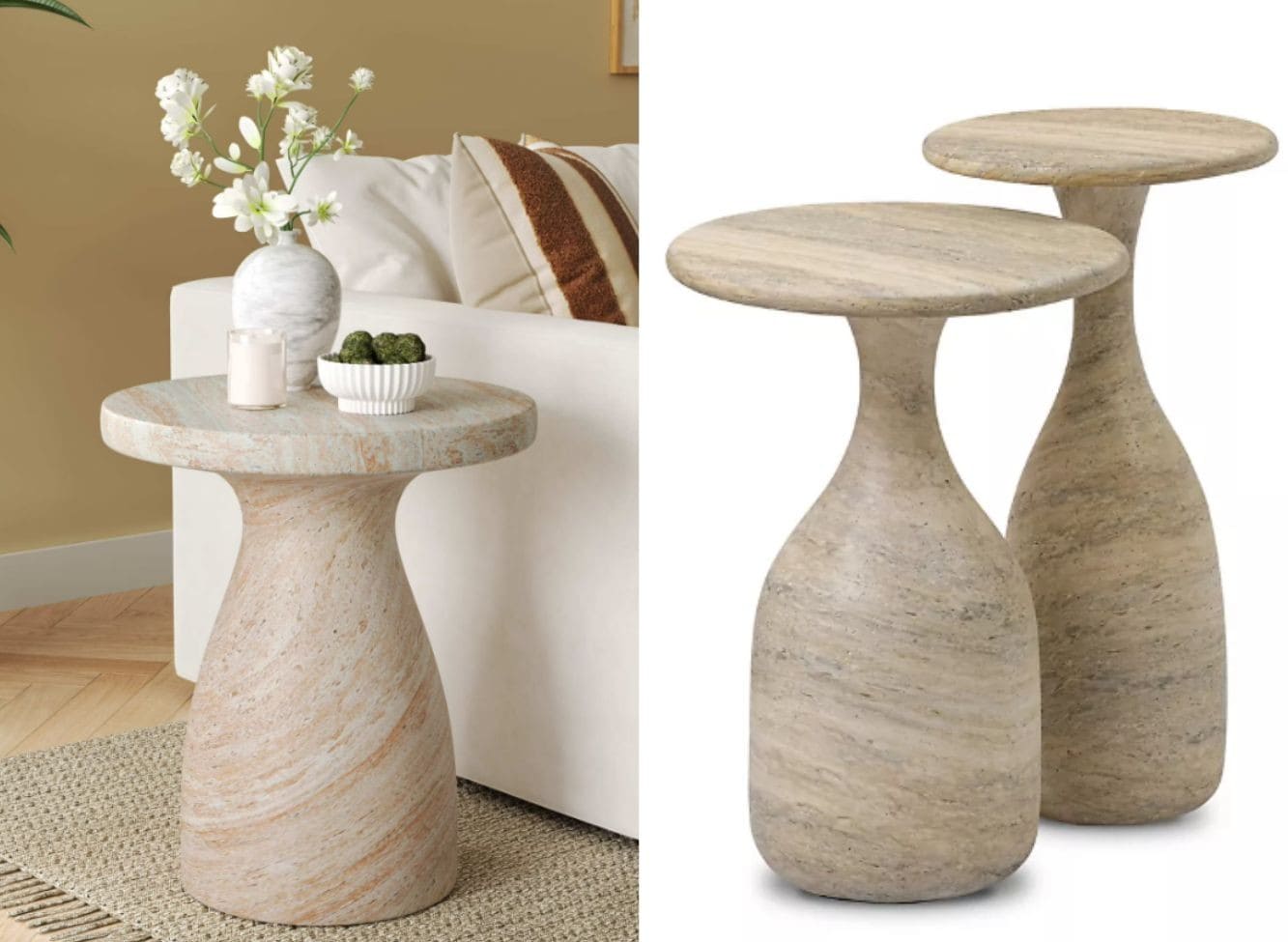 travertine concrete table dupe