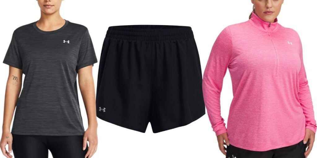 under armour tee, shorts and long sleeve tee