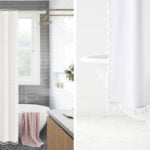 white tassel shower curtain dupe