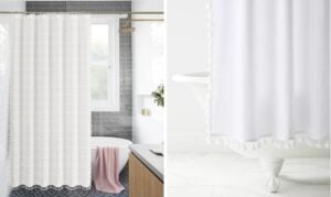 white tassel shower curtain dupe