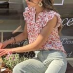 BTFBM Cap Sleeve V Neck Floral Blouse
