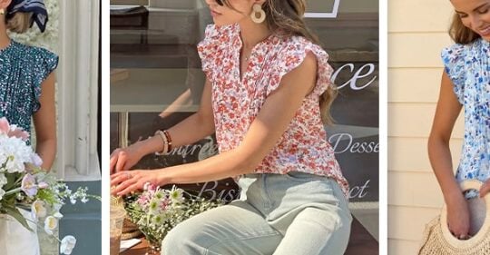 BTFBM Cap Sleeve V Neck Floral Blouse