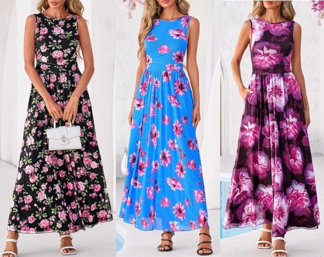 BTFBM Summer Floral Maxi Sleeveless Dress