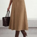 BTFBM Women Faux Suede Midi Long Skirt