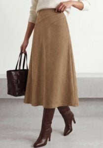 BTFBM Women Faux Suede Midi Long Skirt