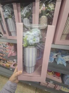 Checkered Tumbler and Artificial Flower Gift Set Walmart