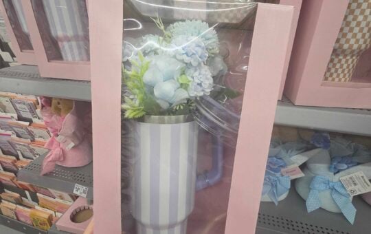 Checkered Tumbler and Artificial Flower Gift Set Walmart