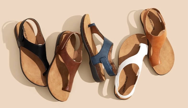 DREAM PAIRS Women's Comfortable Cork Footbed Arch Support Sandals