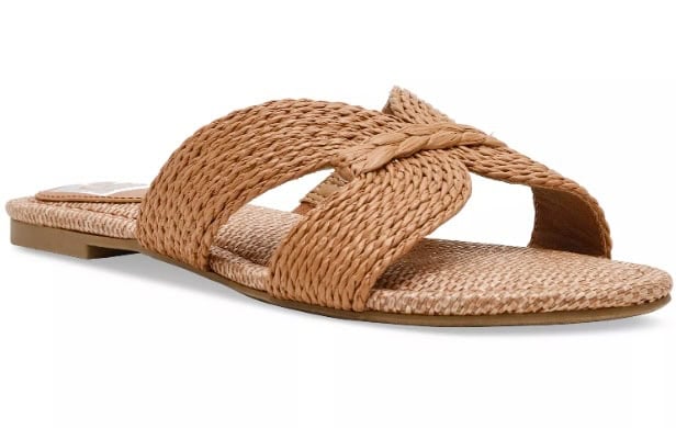 DV Dolce Vita Women's Geeya Raffia Criss Cross Strap Slide Sandals