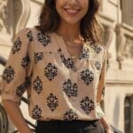 Dokotoo Women's 3:4 Length Sleeve Womens Tops Dressy Casual Blouse Shirt Top