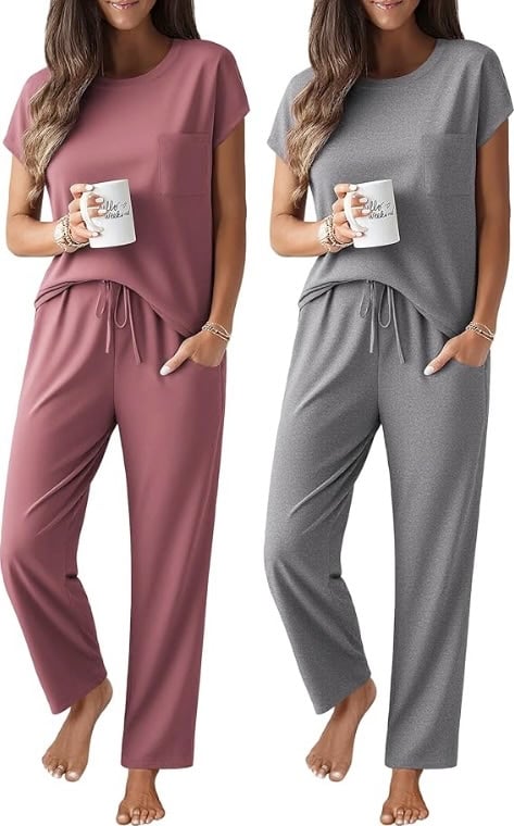 Ekouaer 2 Packs Pajama Sets