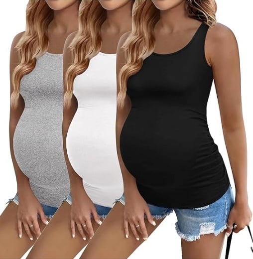 Ekouaer 3 Pack Women Maternity Tank Tops