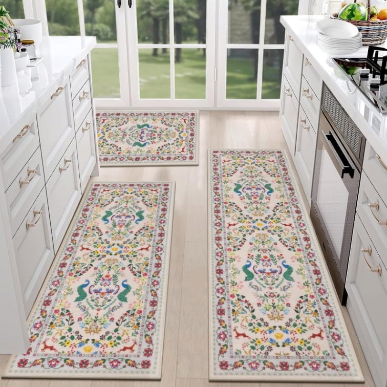 HEBE Washable Kitchen Rugs Sets of 3